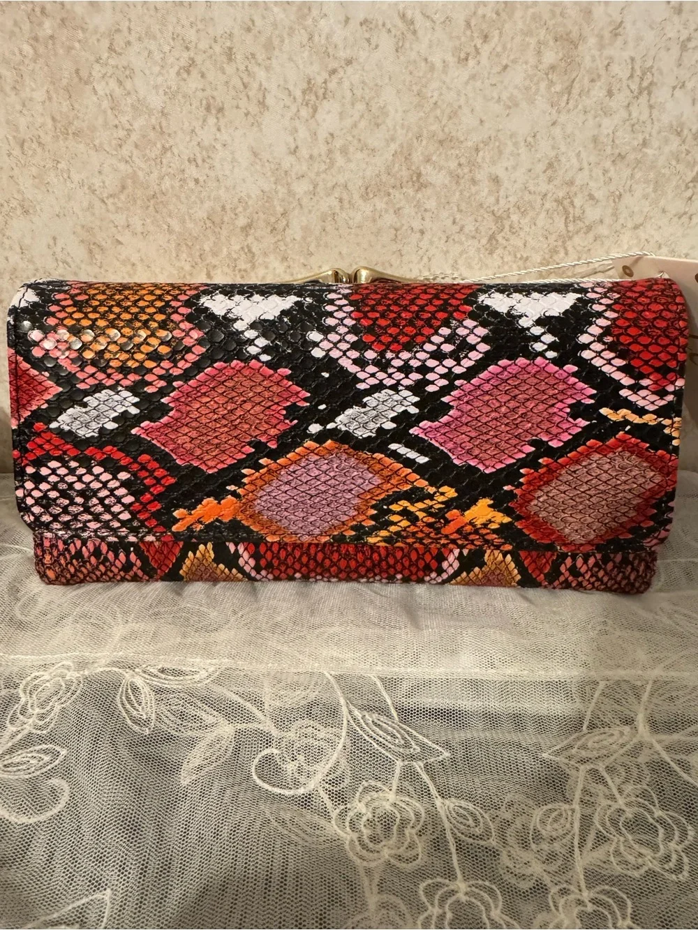 Le Miel Snake-Print Clutch Wallet in Multicolor